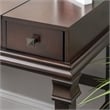 Linon Angela Wood Vanity Set Upholstered Beige Stool 2 Drawers Mirror in Walnut