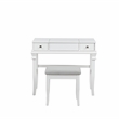 Linon Angela Wood Vanity & Padded Beige Stool 2 Drawers Flip Up Mirror in White