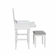 Linon Angela Wood Vanity & Padded Beige Stool 2 Drawers Flip Up Mirror in White