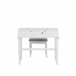 Linon Angela Wood Vanity & Padded Beige Stool 2 Drawers Flip Up Mirror in White
