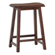 Linon Saddle 24&quot Wood Bar Stool in Dark Brown