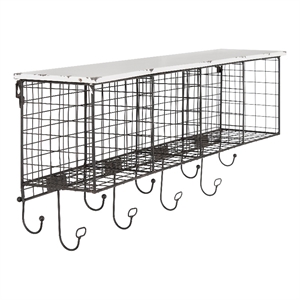 Linon Four Cubby Metal Wall Shelf in White