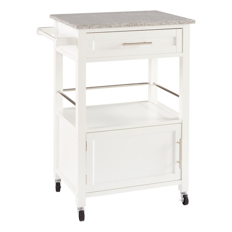 Linon Mitchell Wood Granite Top Kitchen Cart in White Cymax Business