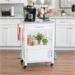 Linon Mitchell Wood Granite Top Rolling Kitchen Cart Ample Storage in White