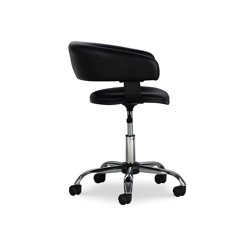 Linon Jensen Chrome Gas Lift Upholstered Desk Chair with Wheels in Black