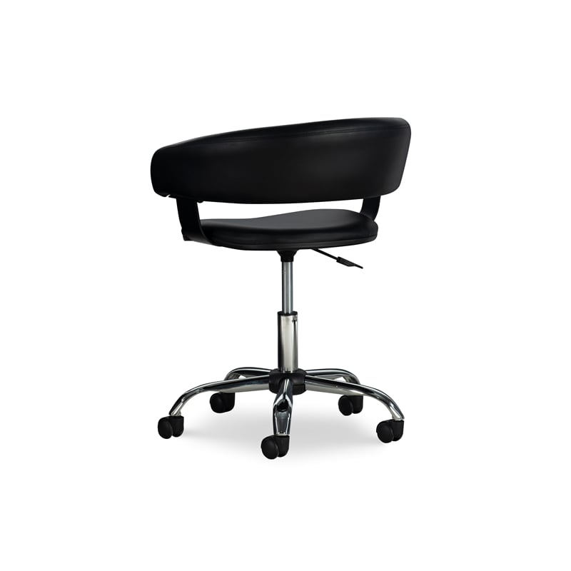 Linon Jensen Chrome Gas Lift Upholstered Desk Chair with Wheels in Black