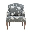 Linon Lauretta Upholstered Floral Embroidered Arm Chair with Pillow in Gray