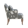 Linon Lauretta Upholstered Floral Embroidered Arm Chair with Pillow in Gray