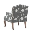 Linon Lauretta Upholstered Floral Embroidered Arm Chair with Pillow in Gray