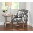 Linon Lauretta Upholstered Floral Embroidered Arm Chair with Pillow in Gray