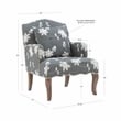Linon Lauretta Upholstered Floral Embroidered Arm Chair with Pillow in Gray