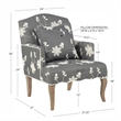 Linon Lauretta Upholstered Floral Embroidered Arm Chair with Pillow in Gray