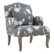 Linon Lauretta Upholstered Floral Embroidered Arm Chair with Pillow in Gray