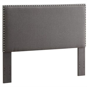 linon contempo full queen wood upholstered headboard in gray