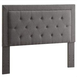 linon clayton full queen wood upholstered headboard in gray