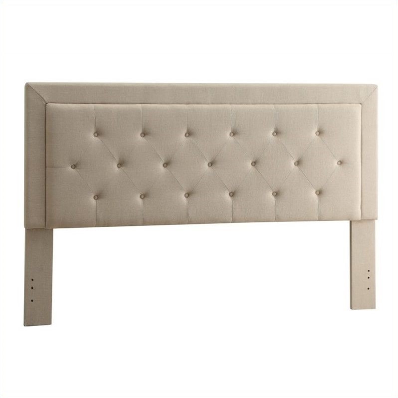 Linon Clayton King Upholstered Headboard in Natural Beige Cymax Business