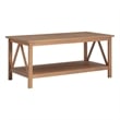 Linon Titian Pine Wood Coffee Table with Bottom Shelf in Driftwood Finish