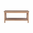 Linon Titian Pine Wood Coffee Table with Bottom Shelf in Driftwood Finish