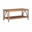Linon Titian Pine Wood Coffee Table with Bottom Shelf in Driftwood Finish