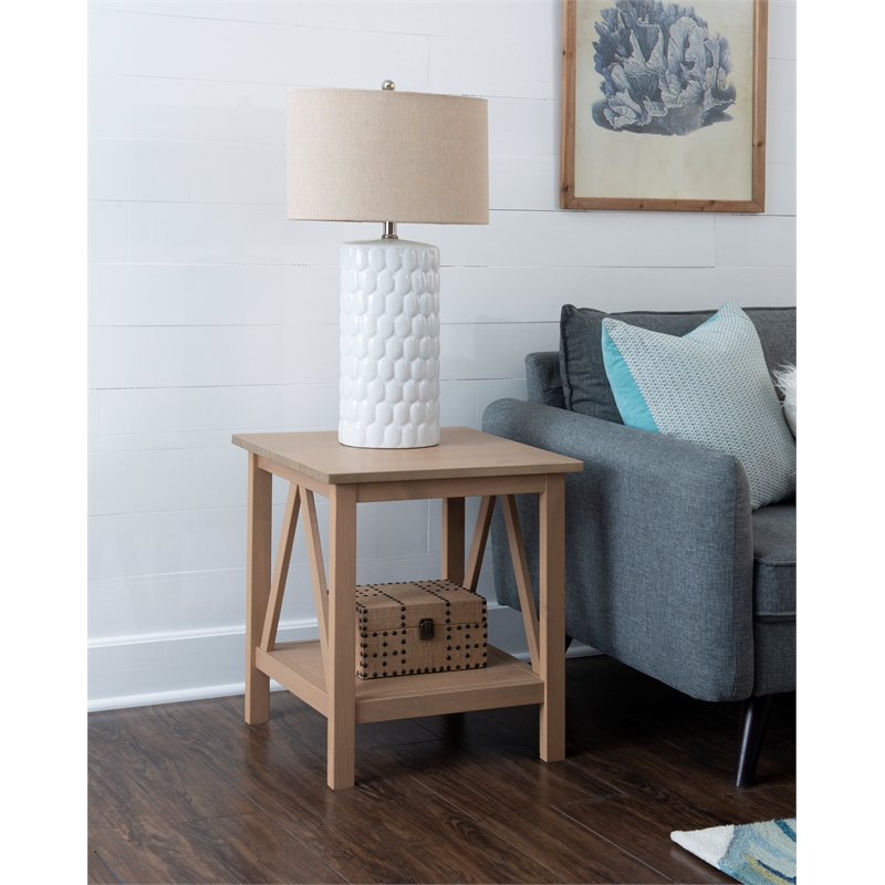 Linon Titian Wood End Table in Driftwood | Cymax Business