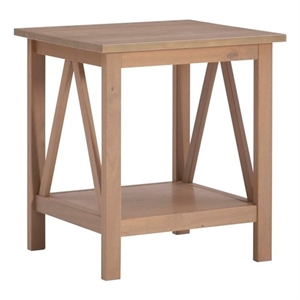 Linon Titian Wood End Table with Bottom Shelf in Neutral Driftwood Finish