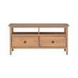 Linon Titian Pine Wood TV Media Stand Open Shelves 2 Drawers in Driftwood Finish