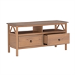 Linon Titian Pine Wood TV Media Stand Open Shelves 2 Drawers in Driftwood Finish