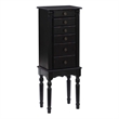 Linon Esther Distressed Wood Jewelry Armoire in Ebony Black