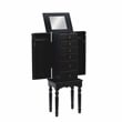 Linon Esther Distressed Wood Jewelry Armoire in Ebony Black