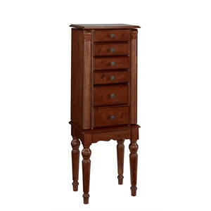 linon esther wood jewelry armoire in deep cherry