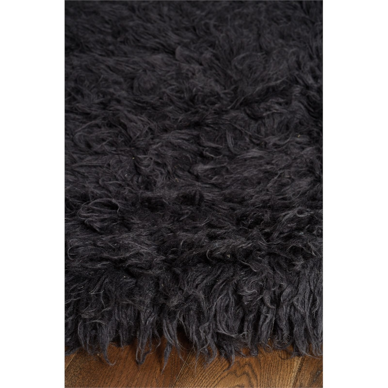 Linon New Flokati Hand Woven Wool 5'x8' Rug in Gray