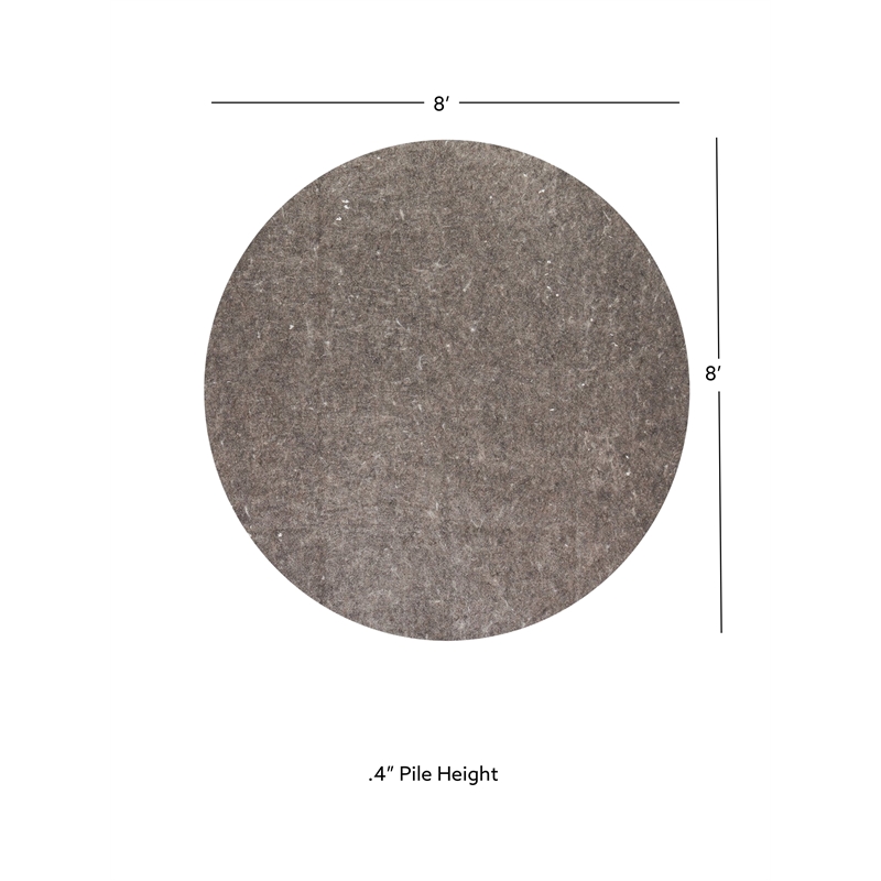 Linon Underlay Premier Plush Felt 8'R Rug Pad in Gray