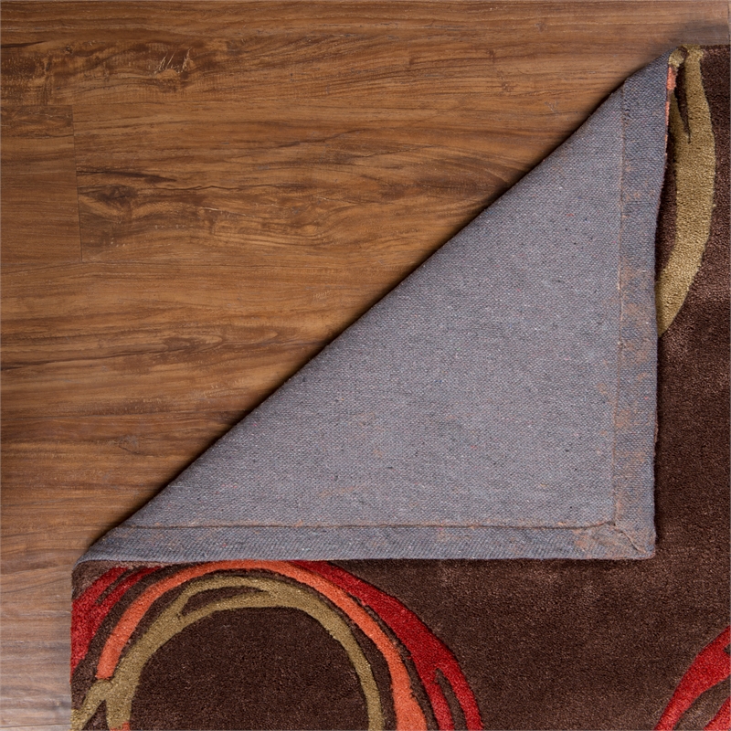 Linon Trio Myra Hand Tufted Polyester 5'x7' Rug in Brown
