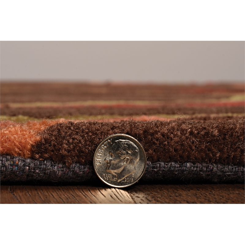Linon Trio Myra Hand Tufted Polyester 5'x7' Rug in Brown