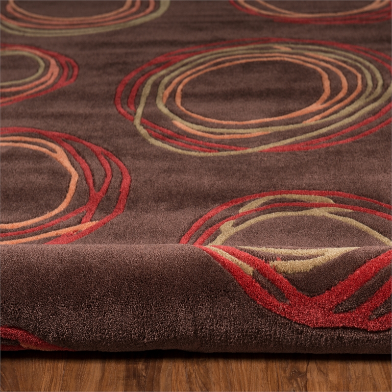 Linon Trio Myra Hand Tufted Polyester 5'x7' Rug in Brown