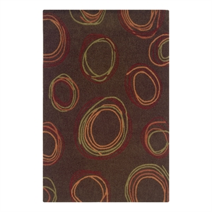 Linon Trio Myra Hand Tufted Polyester 5'x7' Rug in Brown