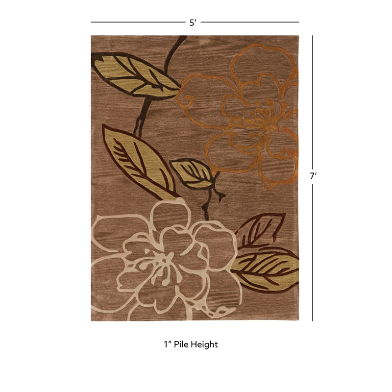 Linon Trio Space Dyed Hand Tufted Polyester 5'x7' Rug in Beige