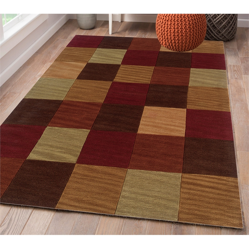 Linon Trio Barnet Hand Tufted Polyester 5'x7' Rug in Beige