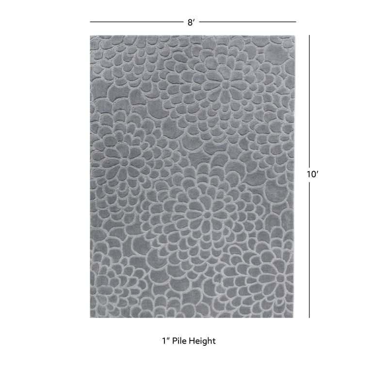 Linon Trio Flowers Hand Tufted Polyester 8'x10' Rug in Blue