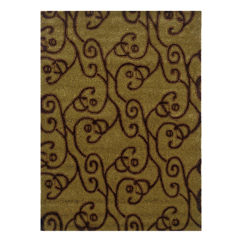 Linon Trio Milard Hand Tufted Polyester 5'x7' Rug in Green