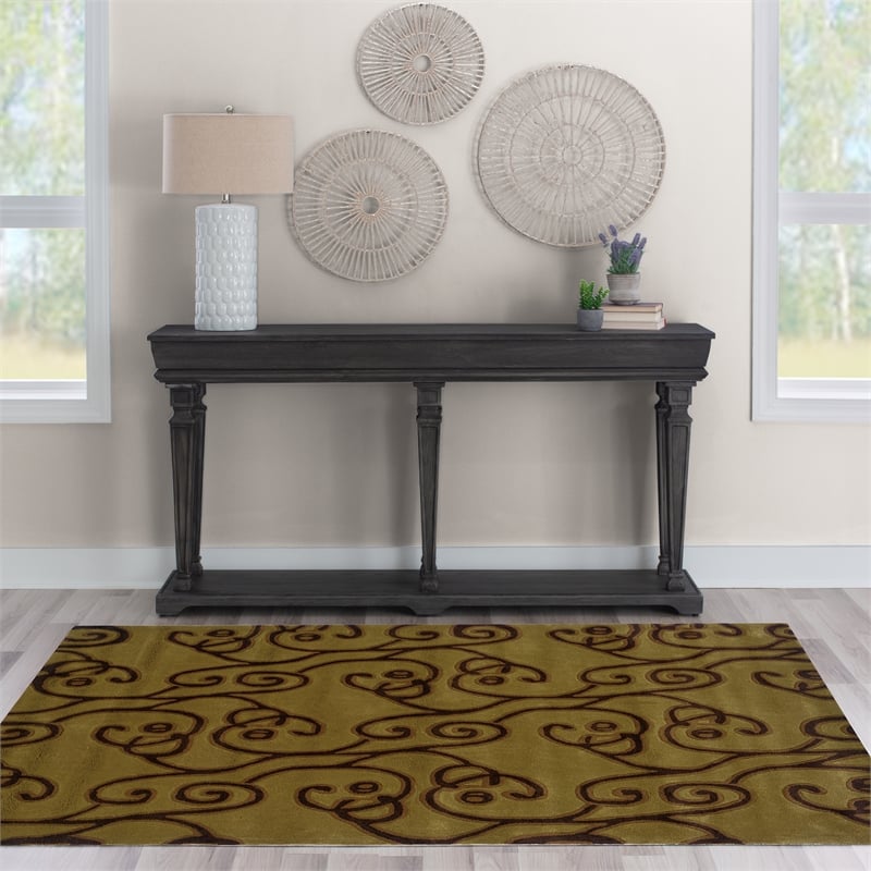 Linon Trio Milard Hand Tufted Polyester 8'x10' Rug in Green