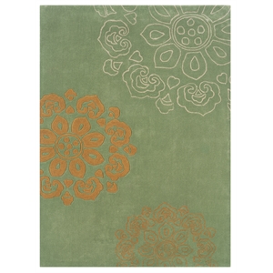 Linon Trio Eryne Hand Tufted Polyester 5'x7' Rug in Green