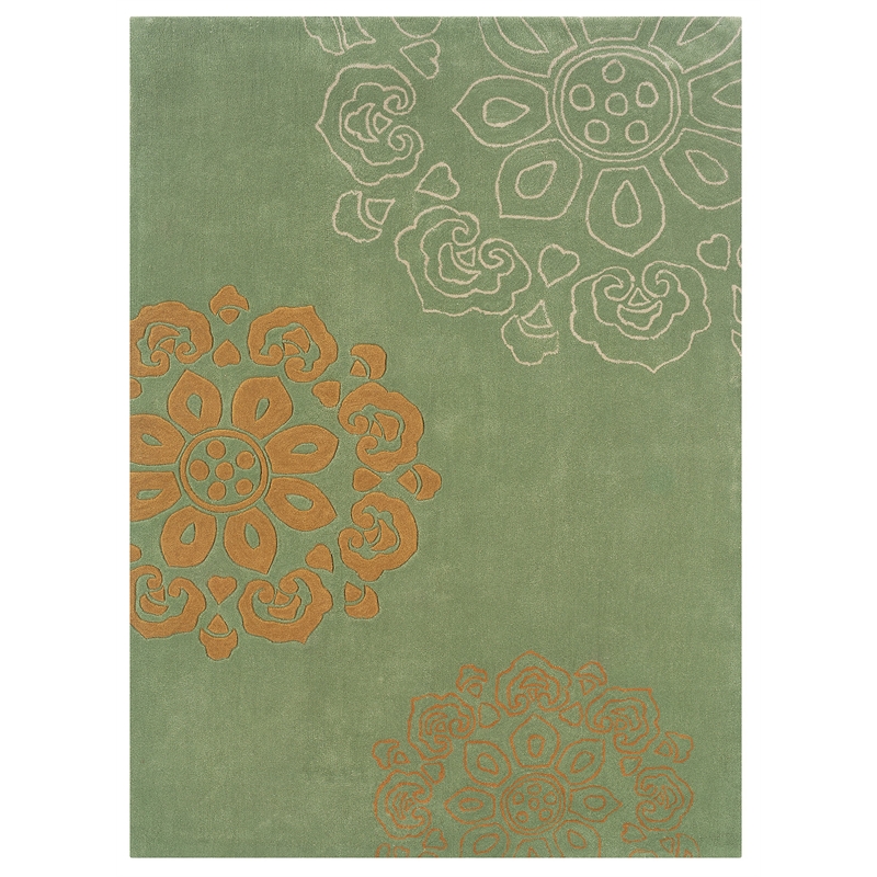 Linon Trio Eryne Hand Tufted Polyester 8'x10' Rug in Green