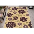 Linon Trio Flowers Hand Tufted Polyester 5'x7' Rug in Cream and Purple