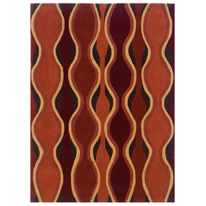 trio hand tufted rug in rust and pumpkin
