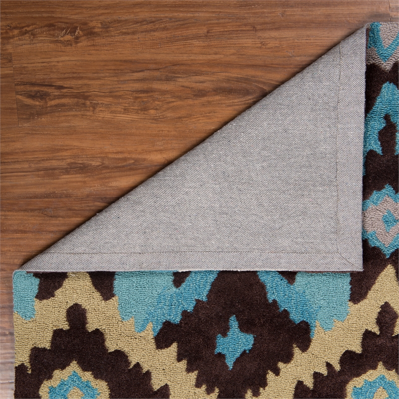 Linon Trio Ikat Hand Tufted Polyester 5'x7' Rug in Brown