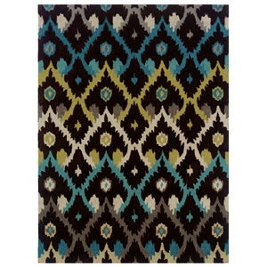 Linon Trio Ikat Hand Tufted Polyester 5'x7' Rug in Brown
