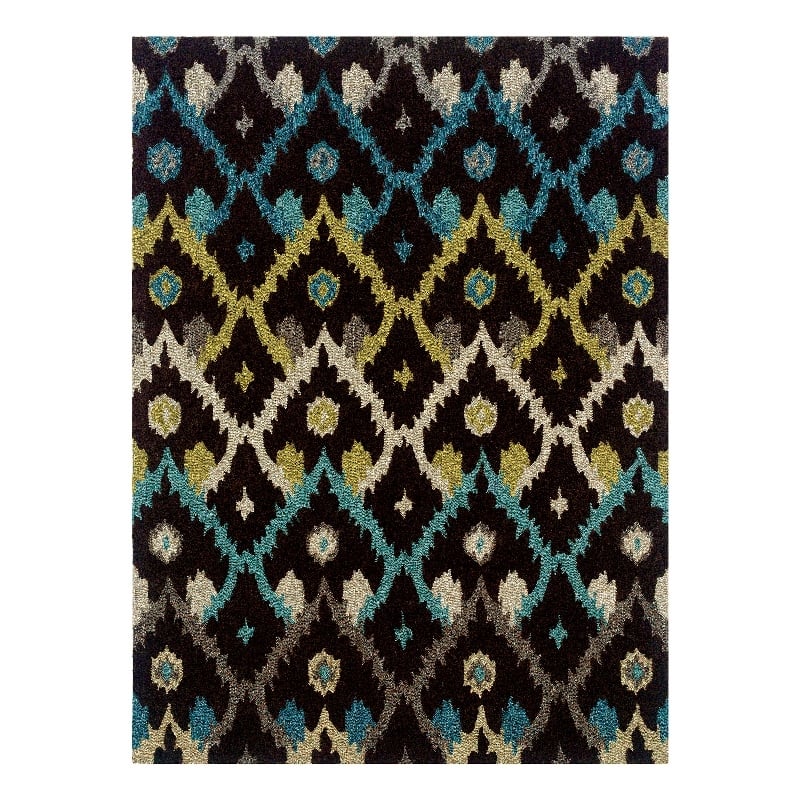 Linon Trio Ikat Hand Tufted Polyester 5'x7' Rug in Brown