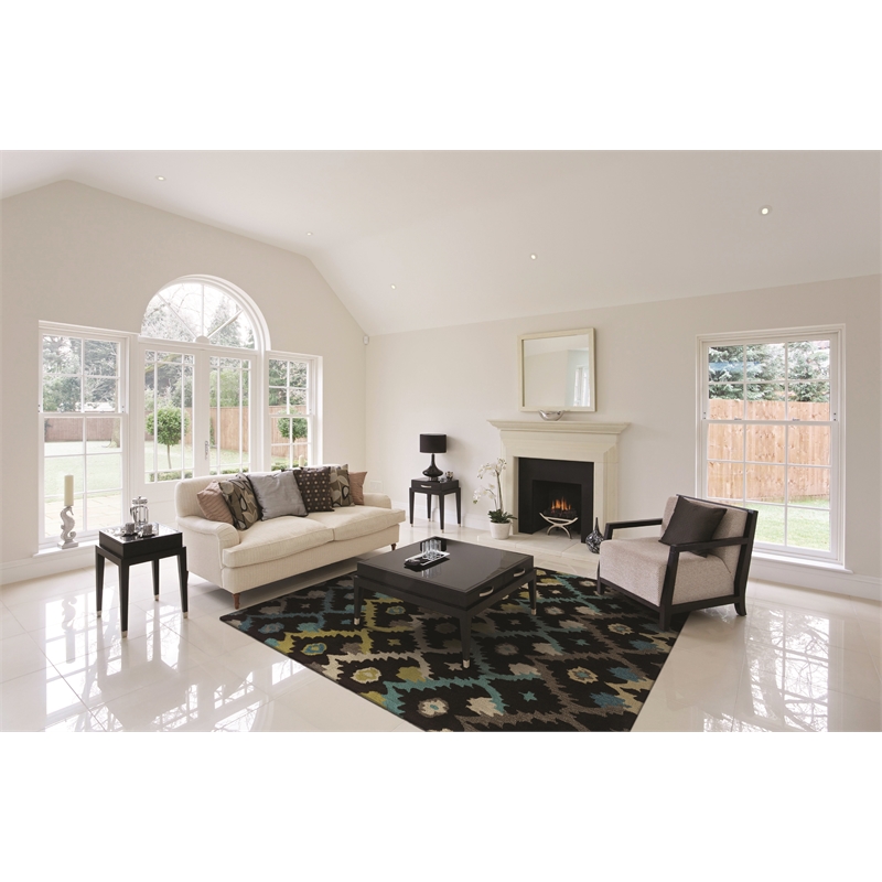 Linon Trio Ikat Hand Tufted Polyester 8'x10' Rug in Brown