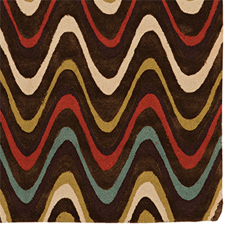 Linon Trio Mouzi Hand Tufted Polyester 5'x7' Rug in Brown